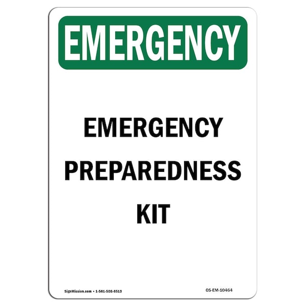Safety Sign, OSHA EMERGENCY, 5" Height, Preparedness Kit, Portrait, 10PK